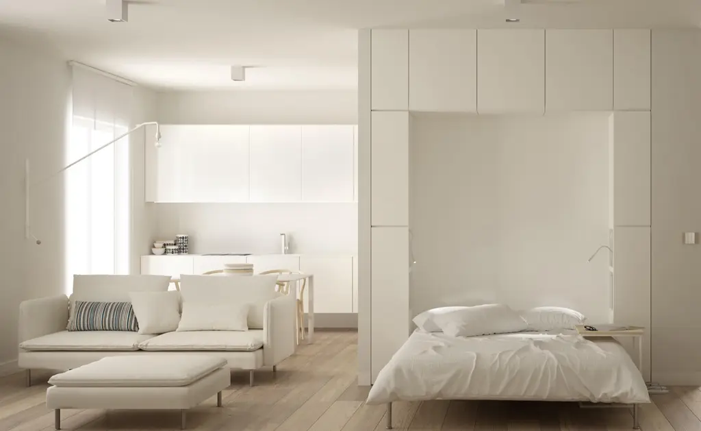 come arredare monolocale letto scomparsa