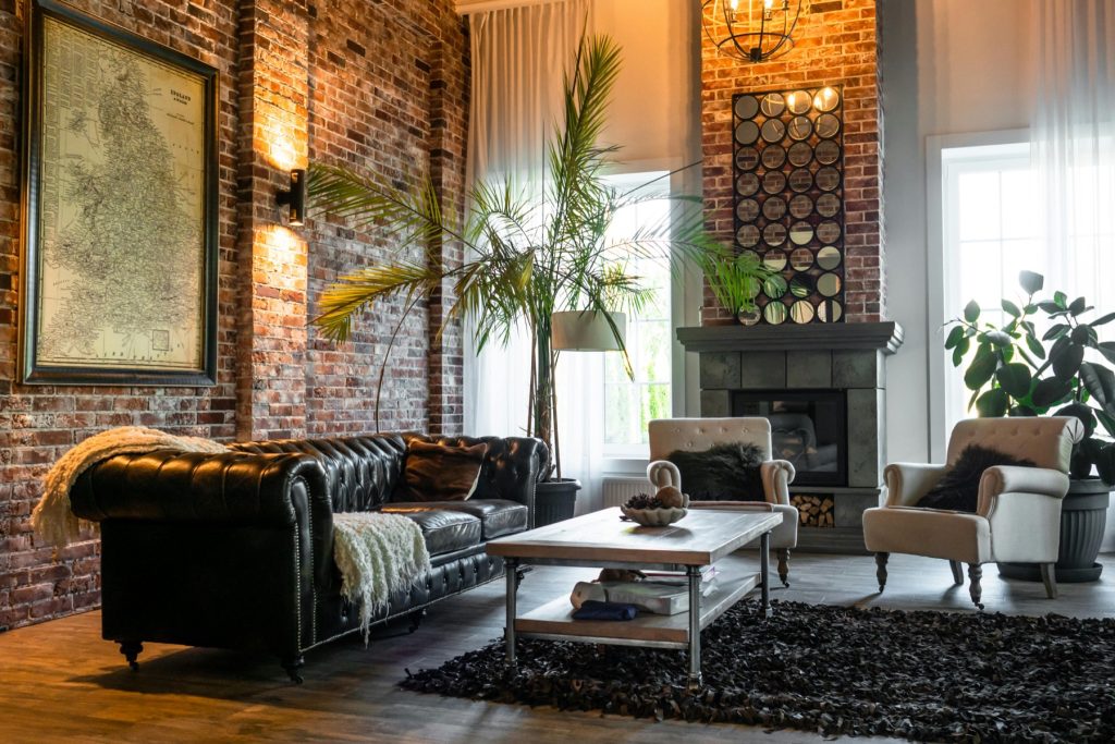soggiorno living stile industrial