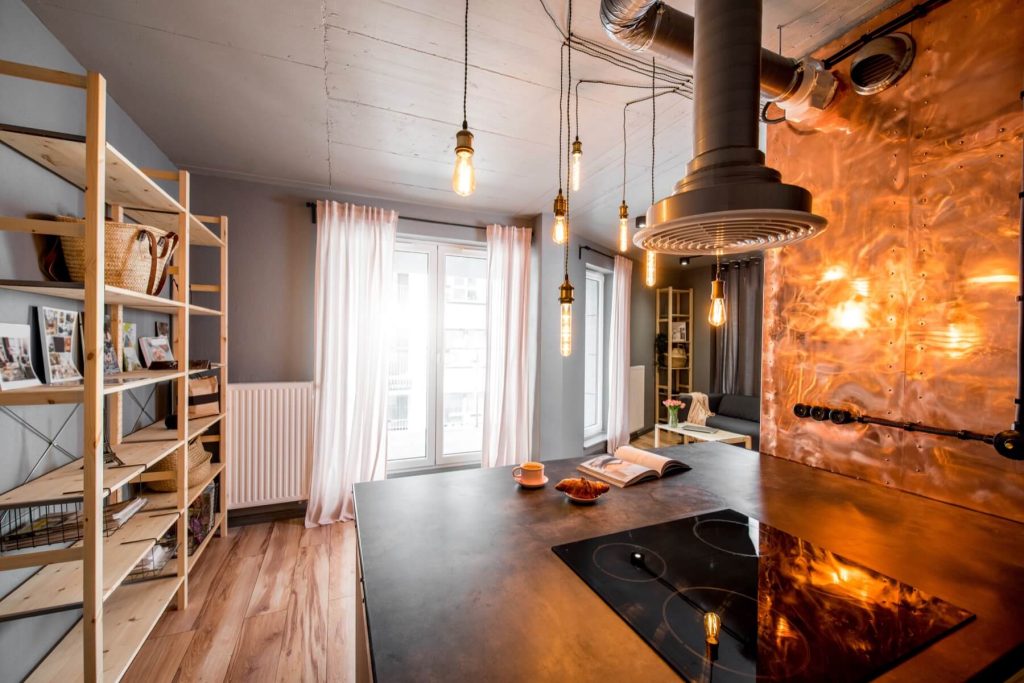 openspace cucina soggiorno loft industrial