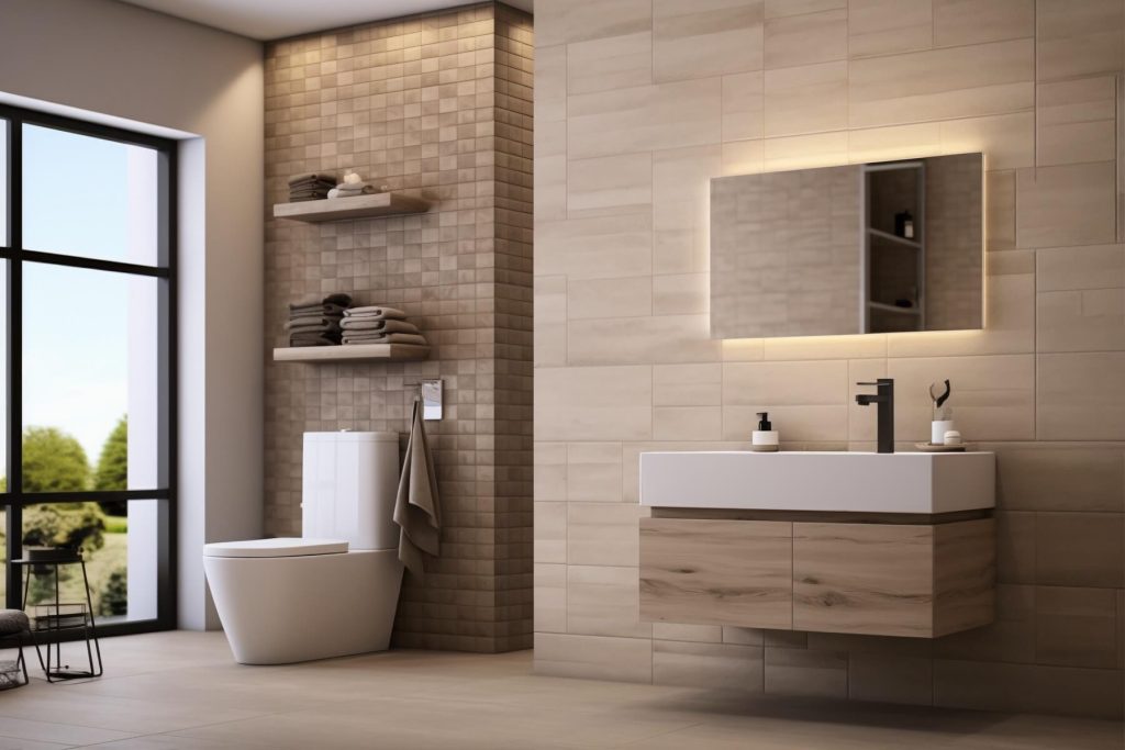 bagno rivestimenti Tortora beige pareti tortora e crema